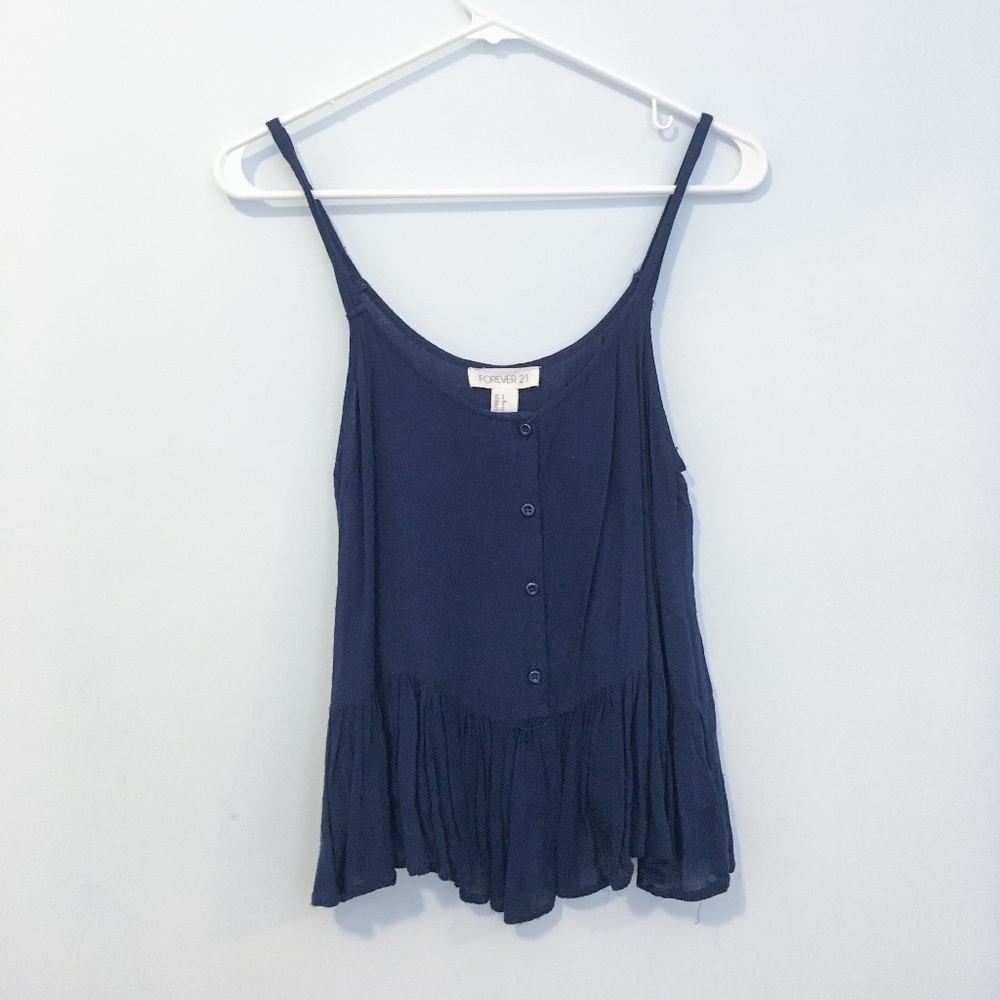 Navy Blue Button Front Tank